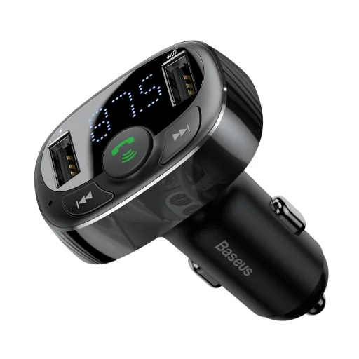 Baseus T típusú Bluetooth FM transmitter 2xUSB microSD és autós töltő (fekete) - 3
