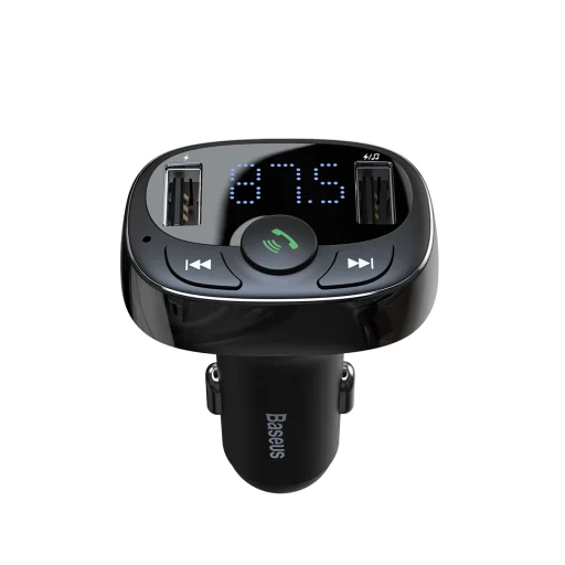 Baseus T típusú Bluetooth FM transmitter 2xUSB microSD és autós töltő (fekete) - 5