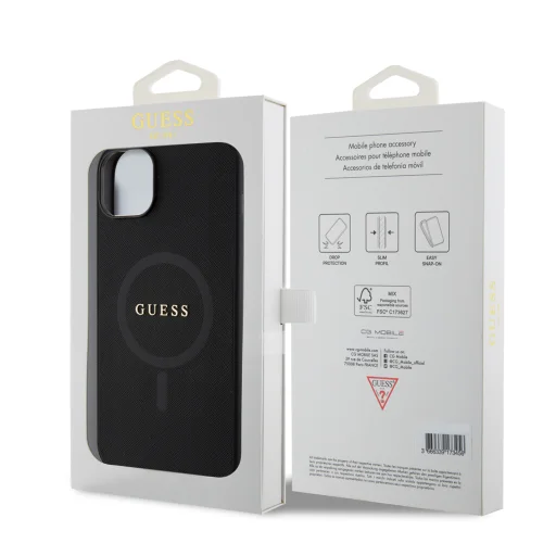 iPhone 15 Plus Guess PU Saffiano MagSafe tok, telefontok fekete (GUHMP15MPSAHMCK) - 4