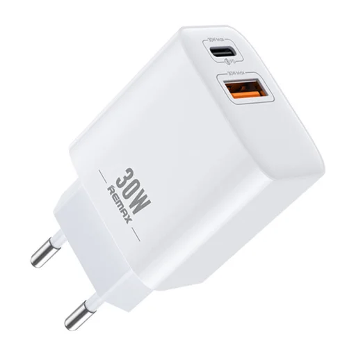 Remax RP-U82 USB-A, USB-C PD hálózati töltő adapter 30W (fehér) - 1