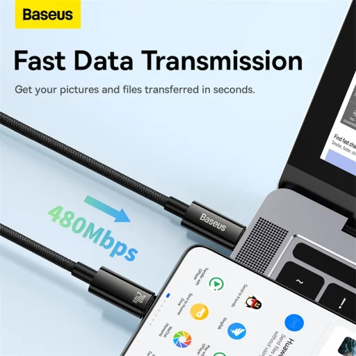 Baseus Tungsten Gold USB-C - USB-C kábel 240W 3m (fekete) - 12
