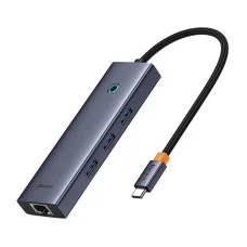Baseus UltraJoy 6 az 1-ben USB-C HUB, elosztó adapter (USB-C - 1xHDMI4K@30Hz + 3xUSB 3.0 + 1xPD +RJ45)