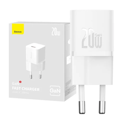 Baseus GaN5 mini USB-C hálózati töltő adapter 20W (fehér) - 6