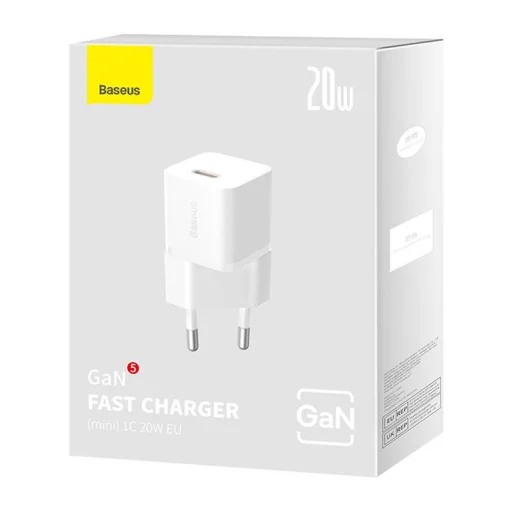 Baseus GaN5 mini USB-C hálózati töltő adapter 20W (fehér) - 8