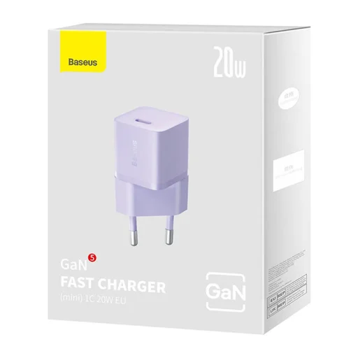 Baseus GaN5 mini USB-C hálózati töltő adapter 20W (lila) - 7