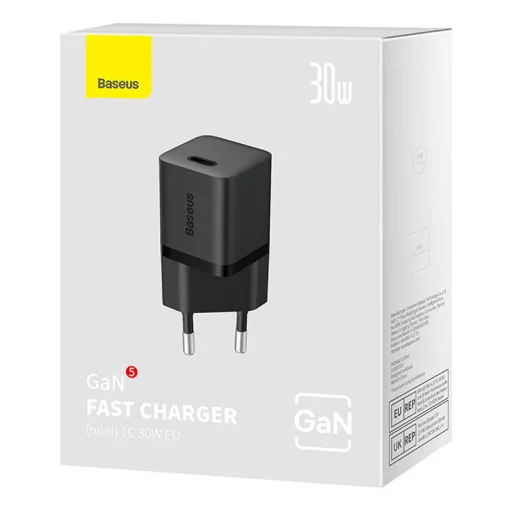Baseus GaN5 mini USB-C hálózati töltő adapter 30W (fekete) - 5