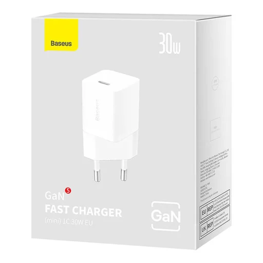 Baseus GaN5 mini USB-C hálózati töltő adapter 30W (fehér) - 3