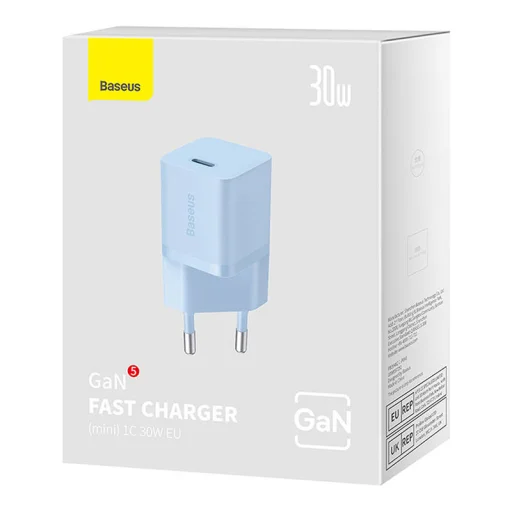 Baseus GaN5 mini USB-C hálózati töltő adapter 30W (kék) - 9