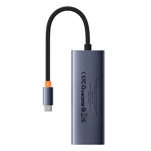 Baseus UltraJoy Series 5 az 1-ben USB-C HUB, elosztó adapter (HDMI 4K@30Hz + 3x USB 3.0 + 1x PD) (szürke) - 5