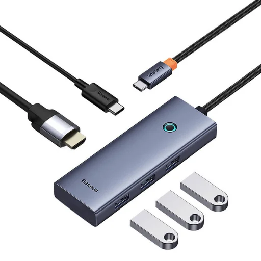 Baseus UltraJoy Series 5 az 1-ben USB-C HUB, elosztó adapter (HDMI 4K@30Hz + 3x USB 3.0 + 1x PD) (szürke) - 8
