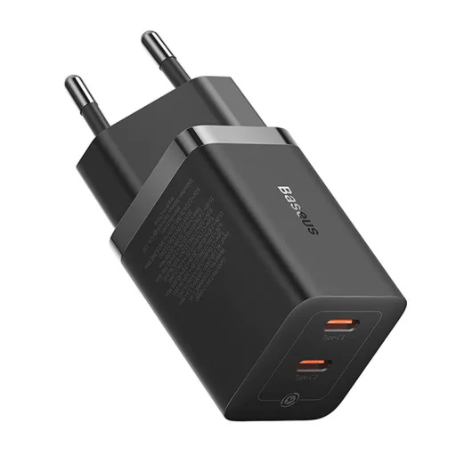  Baseus GaN5 hálózati töltő adapter 2x USB-C 40W (fekete) - 8