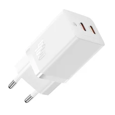  Baseus GaN5 hálózati töltő adapter 2x USB-C 40W (fehér)