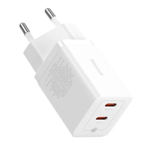  Baseus GaN5 hálózati töltő adapter 2x USB-C 40W (fehér) - 6