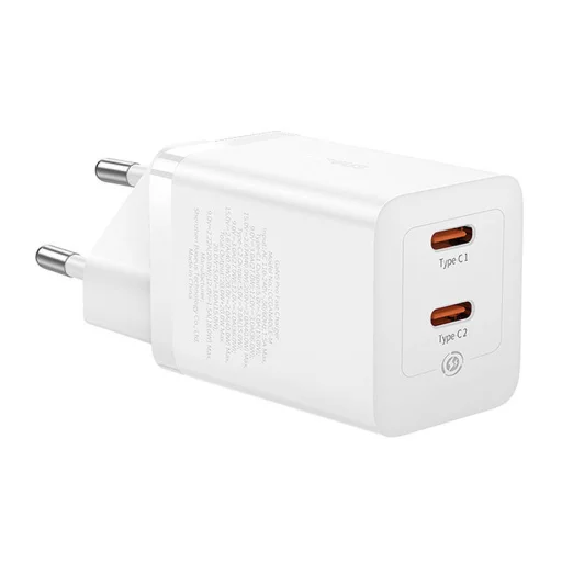  Baseus GaN5 hálózati töltő adapter 2x USB-C 40W (fehér) - 8