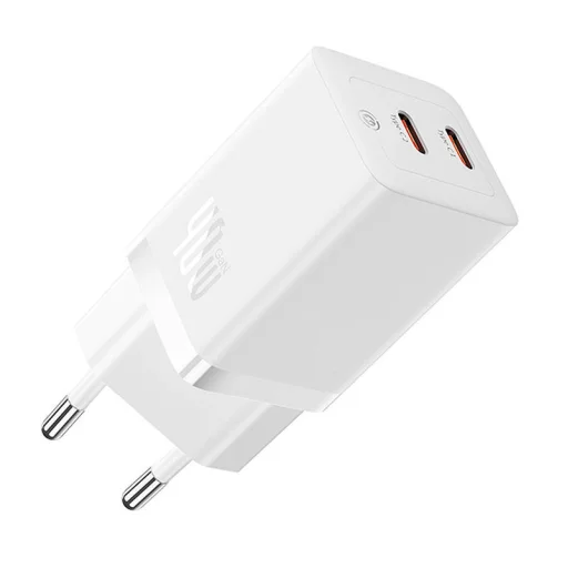  Baseus GaN5 hálózati töltő adapter 2x USB-C 40W (fehér) - 1