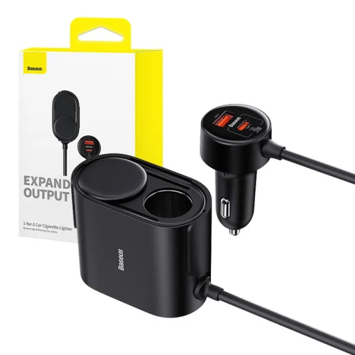 Baseus autós szivargyújtós töltő és elosztó USB-A, USB-C 30W - 6
