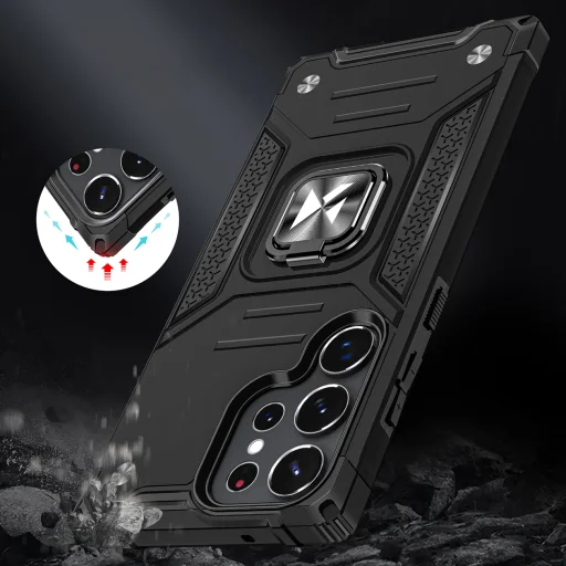 Samsung Galaxy S23 Ultra Wozinsky Ring Armor Case Kickstand telefontok fekete - 4