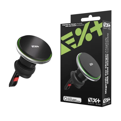 Next One MagSafe-kompatibilis mágneses autós telefontartó vezeték nélküli töltéssel szellőzőre fekete - 3