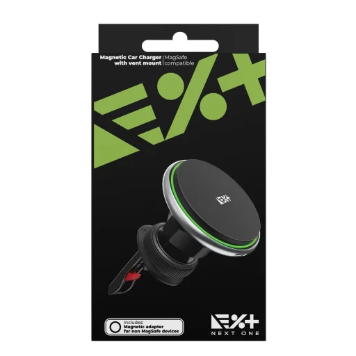 Next One MagSafe-kompatibilis mágneses autós telefontartó vezeték nélküli töltéssel szellőzőre fekete - 7