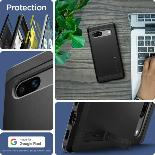 Google Pixel 7A Spigen Tough Armor tok kihajtható támasszal fekete - 10