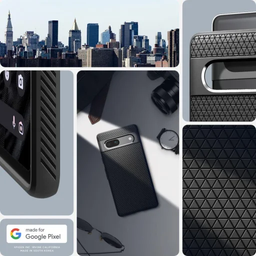 Google Pixel 7A Spigen Liquid Air flexibilis TPU gél tok matt fekete - 6