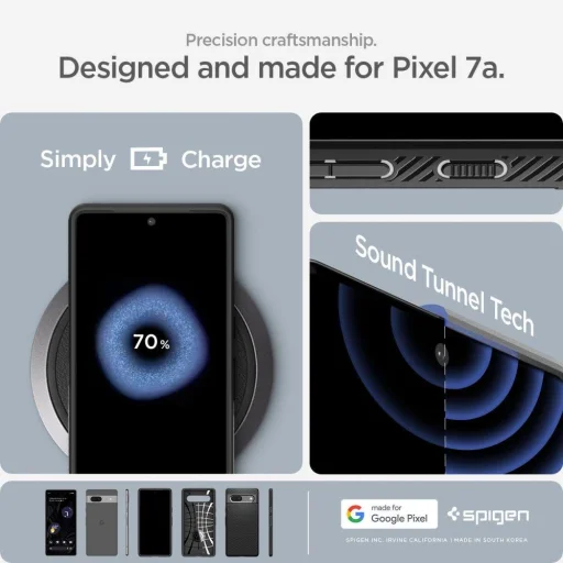 Google Pixel 7A Spigen Liquid Air flexibilis TPU gél tok matt fekete - 16