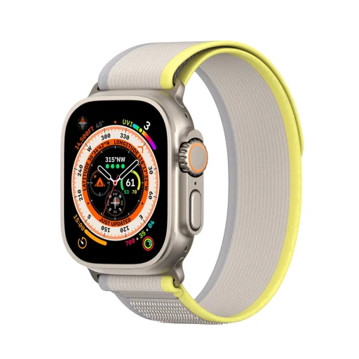Apple Watch 8/7/6/SE/5/4/3/2/1 (38, 40, 41 mm) Dux Ducis Tépőzáras sportszíj YJ változathoz sárga-bézs - 1