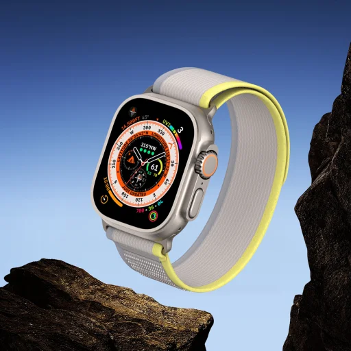 Apple Watch 8/7/6/SE/5/4/3/2/1 (38, 40, 41 mm) Dux Ducis Tépőzáras sportszíj YJ változathoz sárga-bézs - 8
