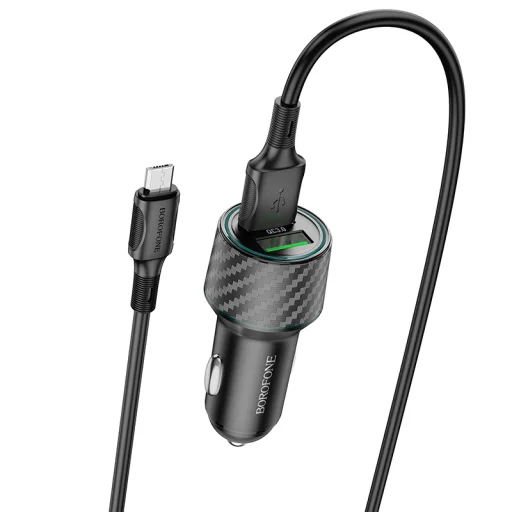Borofone autós töltő BZ21A Brilliant 2xUSB QC 3.0 36W + USB - micro USB kábel fekete - 2