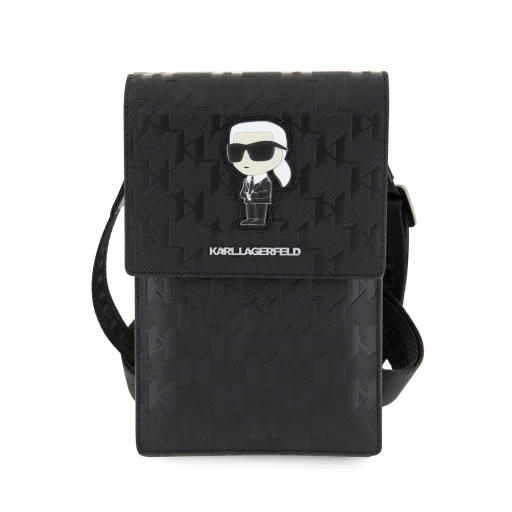 Karl Lagerfeld Saffiano Monogram Ikonik NFT telefontáska, fekete - 2