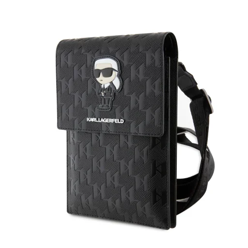Karl Lagerfeld Saffiano Monogram Ikonik NFT telefontáska, fekete - 1