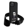  iPhone 15 Fekete Karl Lagerfeld Saffiano Crossbody Metal Ikonik keresztpántos telefontok thumbnail