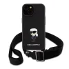  iPhone 15 Fekete Karl Lagerfeld Saffiano Crossbody Metal Ikonik keresztpántos telefontok thumbnail