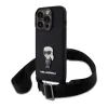 iPhone 15 Pro Max Karl Lagerfeld Saffiano Crossbody Metal Ikonik keresztpántos tok, telefontok fekete thumbnail