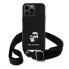 iPhone 15 Pro Max Karl Lagerfeld Saffiano Crossbody Metal Karl a Choupette puzdro na telefón čierne thumbnail