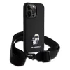 iPhone 15 Pro Max Karl Lagerfeld Saffiano Crossbody Metal Karl a Choupette puzdro na telefón čierne thumbnail