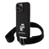 iPhone 15 Pro Max Karl Lagerfeld Saffiano Crossbody Metal Karl a Choupette puzdro na telefón čierne thumbnail