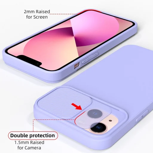iPhone 15 Pro Max SLIDE Case tok, telefontok kameralencse védővel levendula - 6