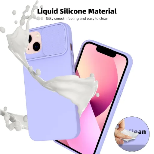 iPhone 15 Pro Max SLIDE Case tok, telefontok kameralencse védővel levendula - 8