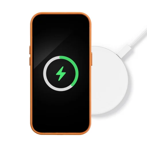 iPhone 15 Plus MagSafe-kompatibilis bőrtok, telefontok narancssárga - 7