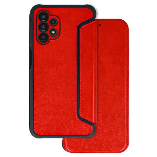 Samsung Galaxy A22 5G Razor Leather bőr fliptok piros - 1