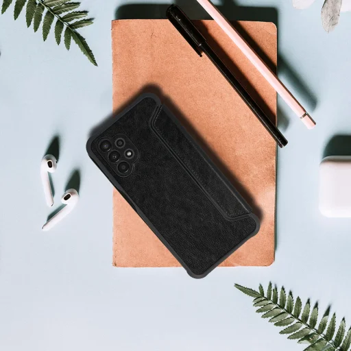 Samsung Galaxy S22 Razor Leather bőr fliptok fekete - 7