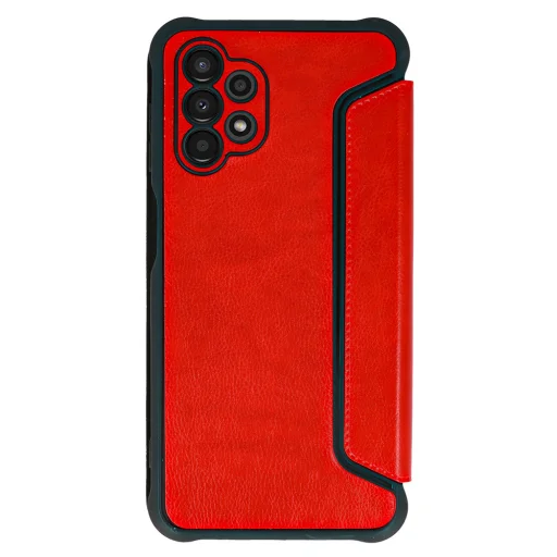 Samsung Galaxy A22 5G Razor Leather bőr fliptok piros - 6