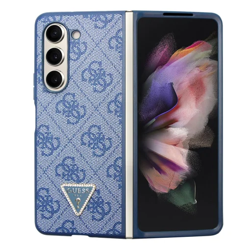 Samsung Galaxy Z Fold 5 GUESS 4G PU Leather Triangle bőr tok kék (GUHCZFD5P4TDPB) - 1