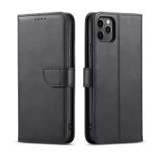 Honor 90 mágneses PU bőr fliptok kártyatartóval fekete Alphajack