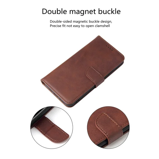 Honor 90 Lite mágneses PU bőr fliptok kártyatartóval sötétbarna Alphajack - 2