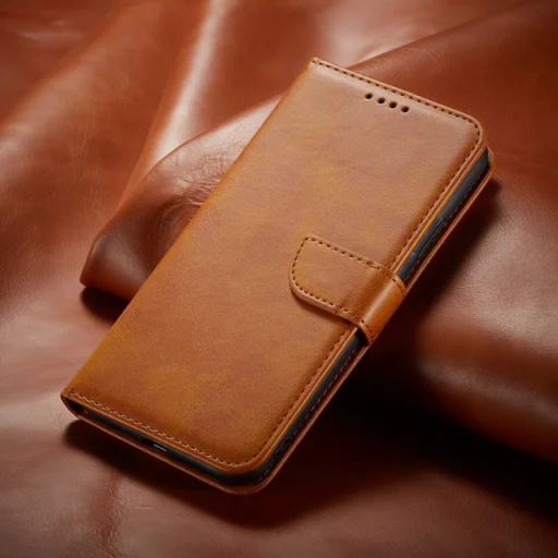 Honor 90 Lite mágneses PU bőr fliptok kártyatartóval világosbarna Alphajack - 5