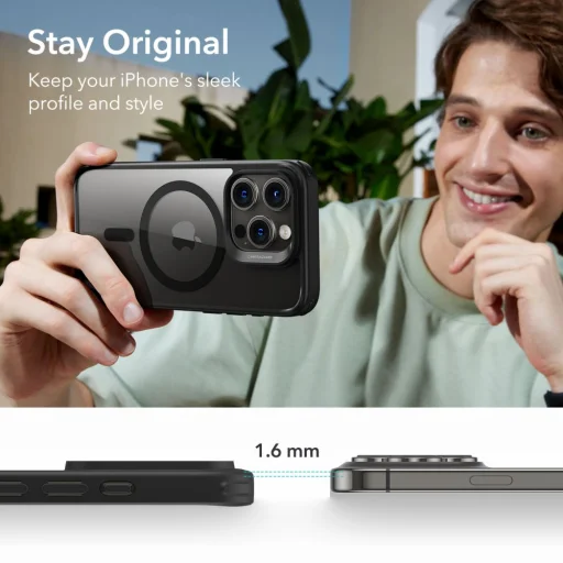  iPhone 15 Pro Max ESR CH HaloLock MagSafe átlátszó/fekete tok - 5