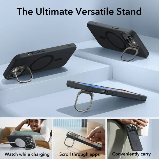  iPhone 15 Plus Fekete ESR Cloud KickStand Halolock MagSafe tok - 6