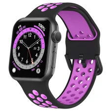 Apple Watch 1/2/3/4/5/6/7/8/9/SE (38/40/41mm) TRPH szilikon óraszíj fekete-lila